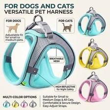 Reflective Mesh Dog & Cat Harness – Breathable Adjustable Step-In Vest Harness