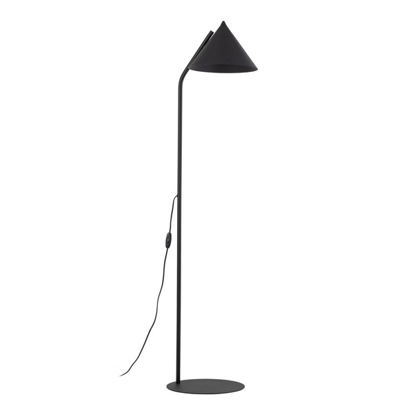 Stehlampe Stehleuchte Metall 145 Cm Kegelschirm FußSchalter E27 Schwarz Retro-image