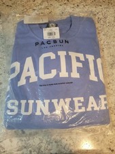 NEW Pacsun Women s SMALL Blue PACIFIC SUNWEAR Notched Crewneck Sweatshirt