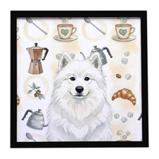 Caroline's Treasures White Samoyed Coffee Bar encadré impression métal WDK7599MFP88