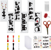 6 Set Kreuzstich Lesezeichen Set Gestempeltes Schwarze Katze Stickset Mit Anleit