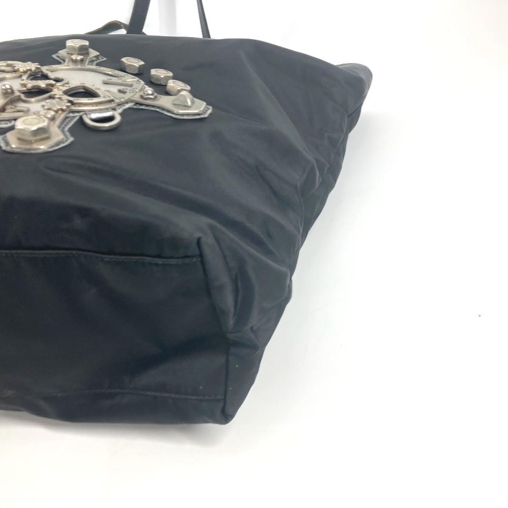 PRADA skull logo Shoulder Bag Tote Bag Nylon / Leather Black thumbnail 6