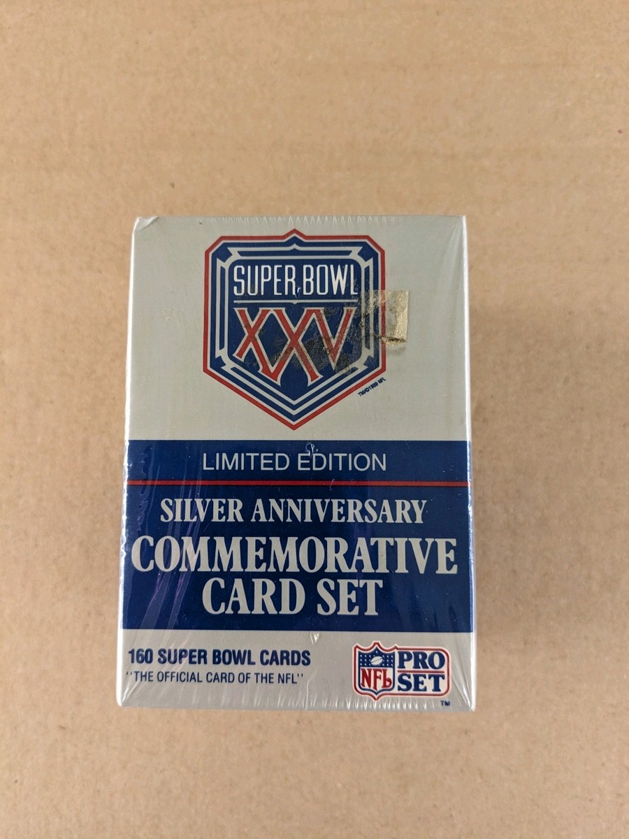super bowl xxv limited edition silver anniversary commemorative card set Super Bowl 25 XXV Limited Edition Silver Anniversary Commemorative Card Set