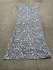 Piazza Del Tempio Dress Womens Medium Blue White Linen Leopard Print Made Italy