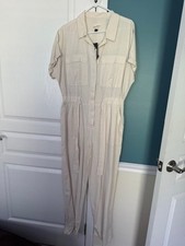 WOMEN'S SIZE 8 Beige LINEN Blend BOILERSUIT JUMPSUIT-UNIVERSAL THREAD-LIST 38