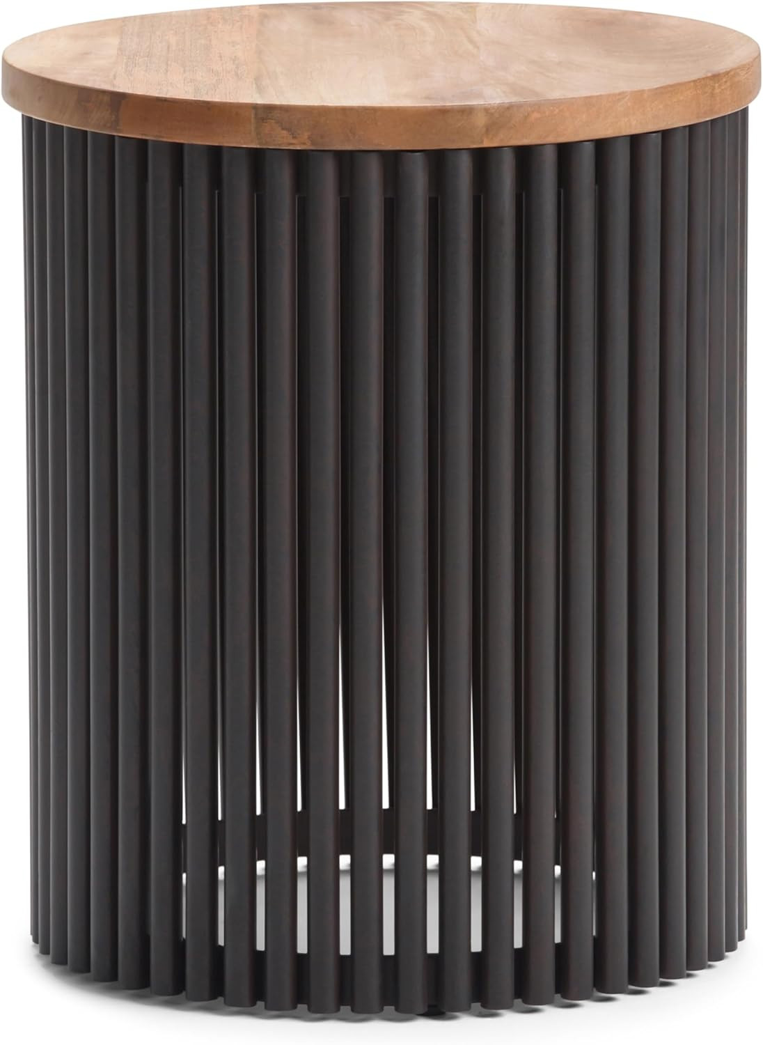 Demy Metal and Wood Accent Table - 18 Inch Wide Solid Metal round End Table in N