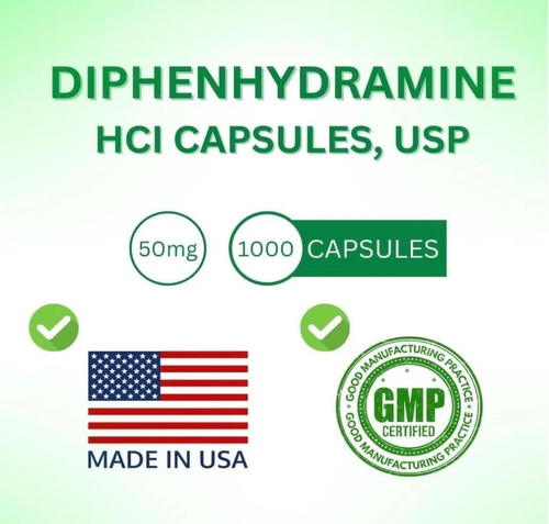 DIFENIDRAMINA 50MG 1000ct capsule, SDA LABS, sollievo dalle allergie - Foto 5 di 8