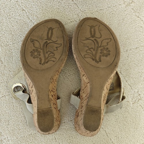 WHITE MOUNTAIN Women's 7 M Aida Wedge Gold Metallic Fabric Sandals Cork Wedge - Picture 10 of 13