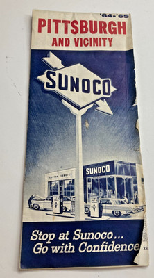 1964 1965 Sunoco Gasoline Pittsburgh and Vicinity road map