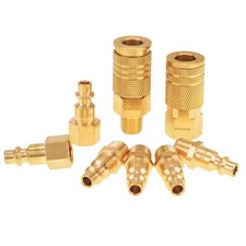 Air Compressor Fittings 1/4 Inch NPT Solid Brass Coupler and Plug 8 PCS