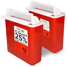 Sharps Container for Home Use and Professional 5 Quart 2-Pack , Biohazard Needl