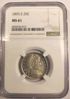 1 Of Only 6 Graded NGC MS 61, 1895 S Barber Quarter Mint State San Francisco