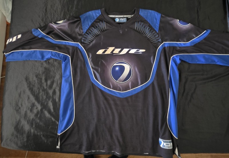 Vintage Dye Padded Paintball Jersey Long Sleeve Black Blue Mens Size XL