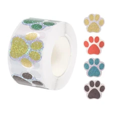 Adhesive Label Stickers Sequin Mixed Color 500Pcs Paw Stickers 1.5" Stickers