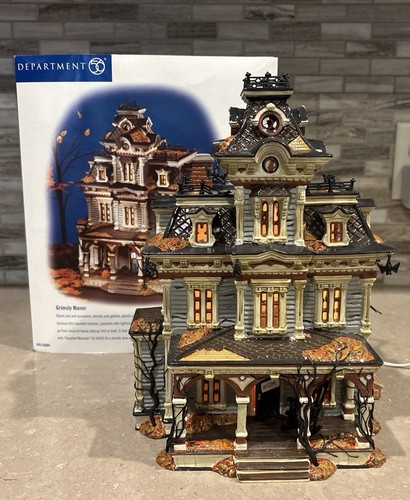 Dept 56 Halloween "Grimsly Manor”Snow Village #55004 Lights & Spooky Sounds!
