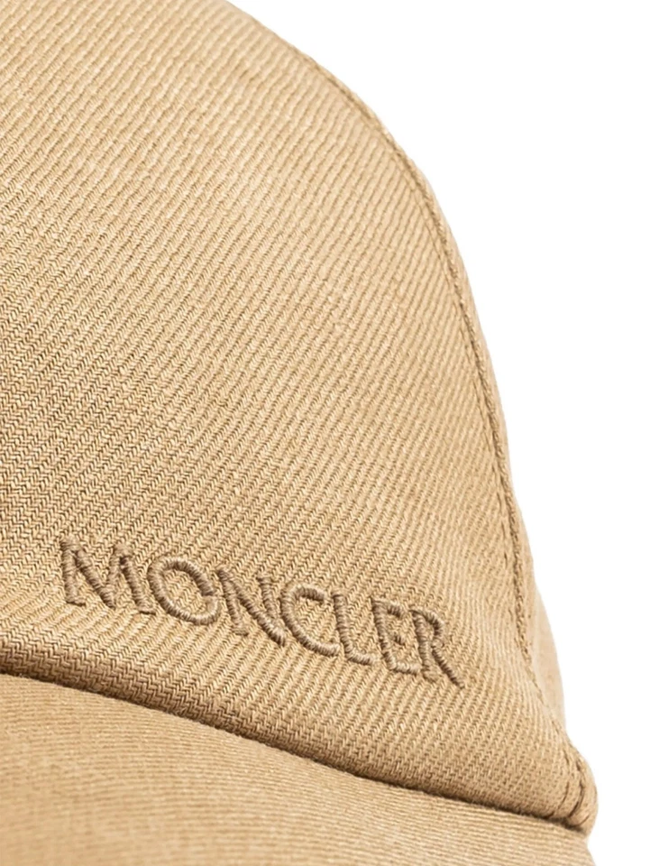 Подлинный Moncler бежевый бейсбольная кепка унисекс регулируемый • сделано в Италии • льняной - Изображение 3 из 4