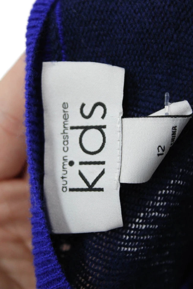 Autumn Cashmere Girls Color Block Zippered Pullover Sweater Blue Size 12 - Image 3 of 3