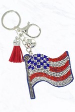 Glittering Stone American Flag Keychain