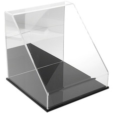 Plymor Clear Acrylic Slant Front Case w/ Black Base Mirror Back, 12" x 12" x 12"