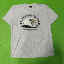 Vintage New Hampshire Shirt Mens XL Live Free or Die Bald Eagle Made in USA 80s