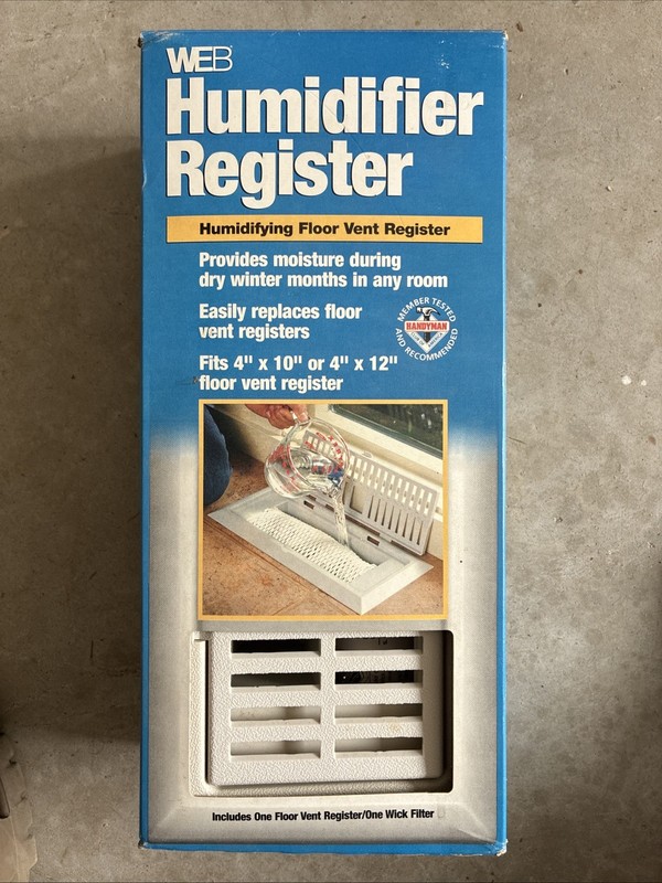 Web Humidifier Register - Humidifying Floor Vent Register fits 4x10 or 4x12. X 7