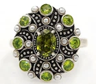 3CT Treated Peridot 925 Sterling Silver Vintage Look Ring Sz 6 F4-3