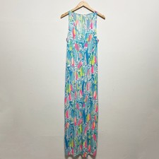 Lilly Pulitzer Kerri Cotton V Neck Sleeveless Beach And Bae Sailboat Print Dress