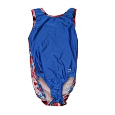 Plum Practicewear Gymnastics Leotard Red White & Blue Abstract Print Size CL