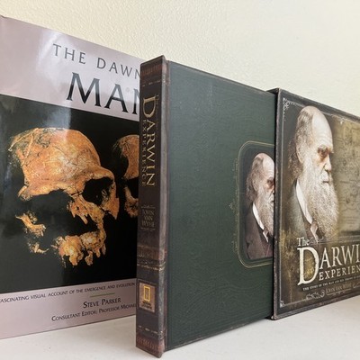 Evolution Illustrated Book Set Darwin Story + Dawn of Man HC Boxed Gift Science