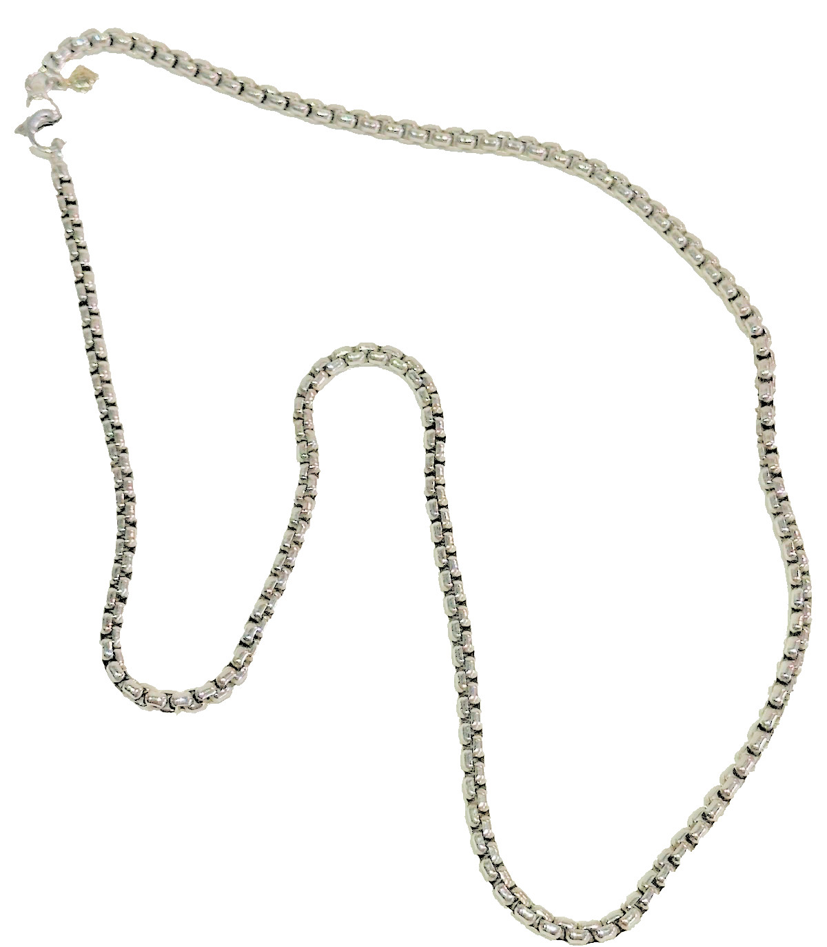 LOVELY DAVID YURMAN STERLING SILVER BOX CHAIN WITH GOLD TAG 21.25" 4MM