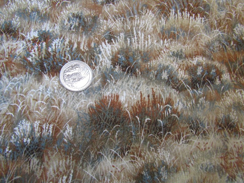 PRAIRIE MEADOW Vintage GRASSES In EARTH TONES 1990's COTTON Fabric - over 2 yd