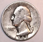 1942-P Washington Quarter - Very Good - #1066EA