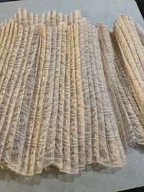 Antique/Vintage Victorian Accordion Pleated Beige Alencon Lace 7"W x 76"