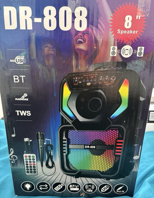 DR-808 Tragbares Karaoke-System Bluetooth USB TWS LED Mikrofon Fernbedienung
