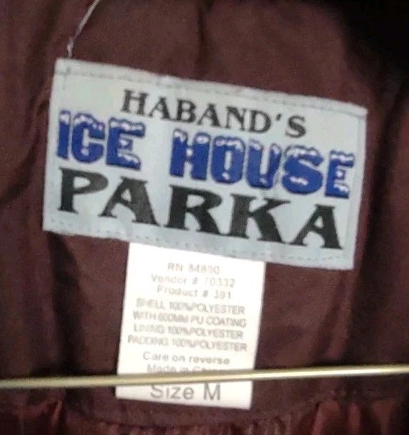 Vintage Haband's Ice House Parka Size Medium Maroon Missing Removable Hood - Image 2 of 4