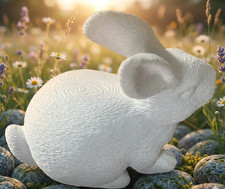 Deko-Hase "Löffler" – Natur-Optik Weiß Matt – 3D Druck Design – Landhaus Ostern