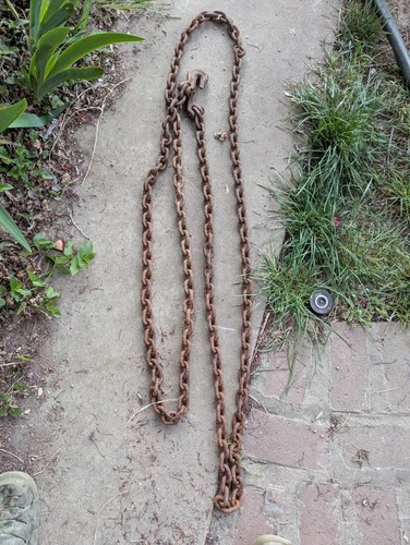 5/16" 13' Long Rusty Farm, Logging or  Towing Chain With Hooks
