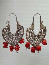 Pendientes Filigrana y Coral Natural Rojo del...