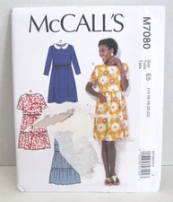McCall's 7080 Pullover Dresses w/Gathered Skirt Misses' 14-22 Pattern Uncut
