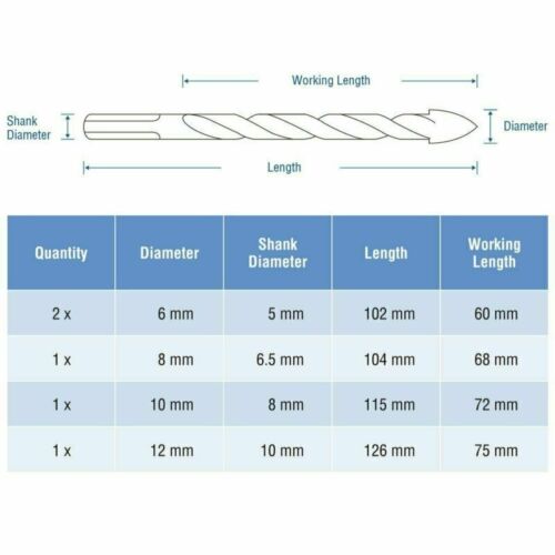 5Pcs Dry Diamond Drill Bits For Granite Tile Glass Porcelain Marble Ceramic Set - Picture 3 of 12
