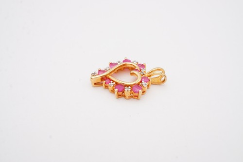 Ross Simons Ruby Diamond Heart Pendant Gold Plated Sterling Silver 925 K7 - Picture 5 of 10