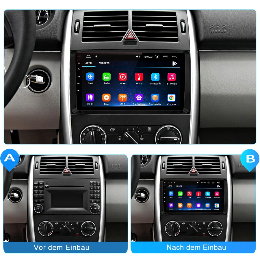 Für Mercedes Benz A-W169 B-W245 Vito Viano W639 Autoradio Android12.0 4G Carplay - Bild 3 von 4