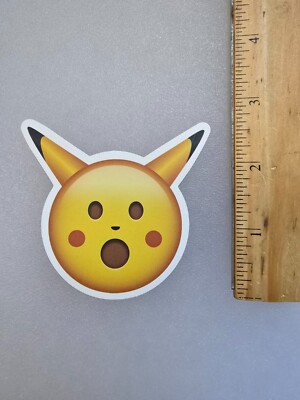 Surprised Pikachu Emoji Vinyl Decal Sticker Skateboard/Laptop/Luggage