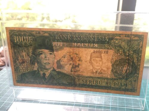 1960 Indonesia Bank Indonesia 1000 Rupiah Banknote W/M Soekarno VF+ condition - Picture 3 of 3