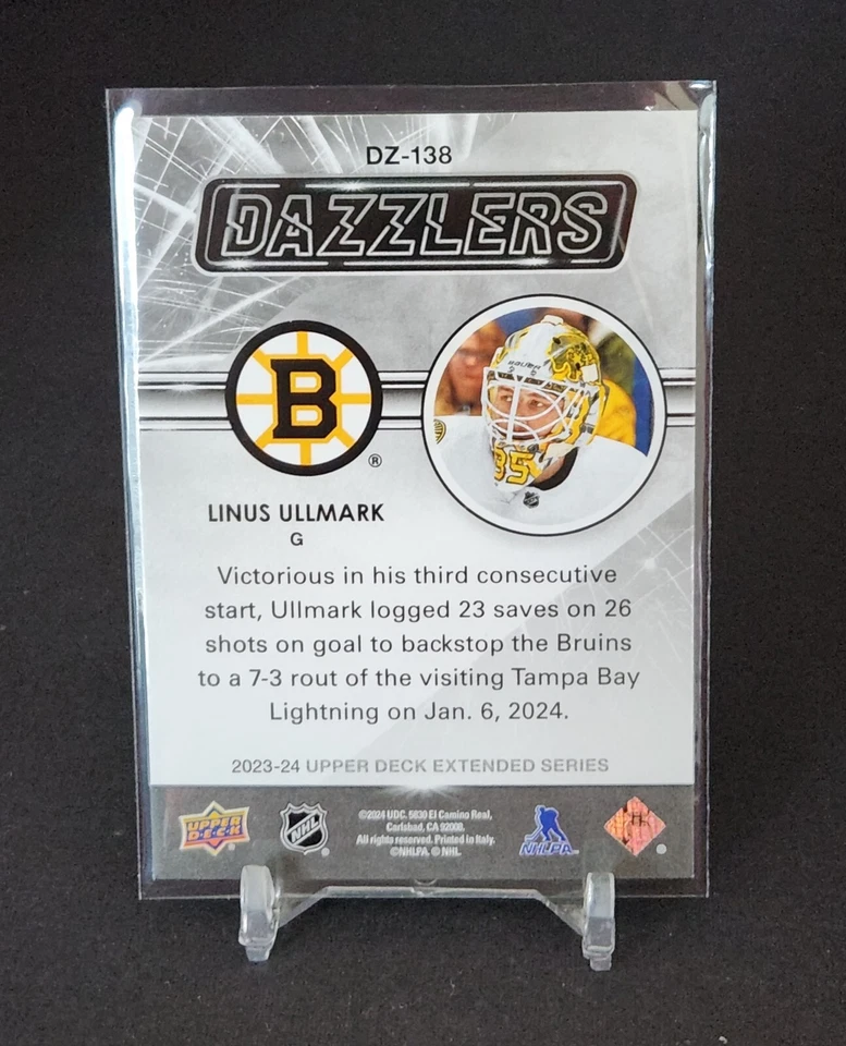 2023-24 Upper Deck Extended Series Dazzlers Green #DZ-138 Linus Ullmark  - Image 2 of 2