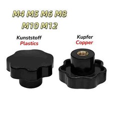 Black Plastic Star Thumb Screws Hand Grip Knob Bolts Nuts M4 M5 M6 M8 M10 M12