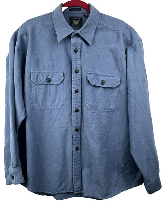 Arrow Workwear Chamois Men's Shirt XL Solid Blue Button Up Thick Warm Pockets LS