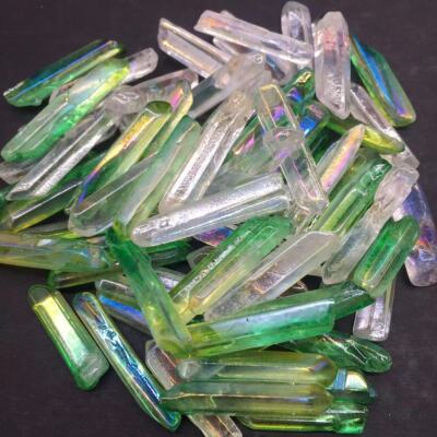 Rainbow Aura Angel Natural Lemurian Quartz Crystal Point Healing Decorate 100g
