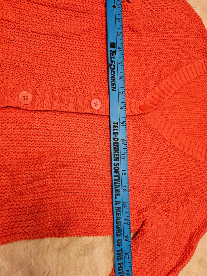 Kenneth Cole Women's Coral Linen Blend Knit Buttons Up Cardigan Size L - Image 4 of 4