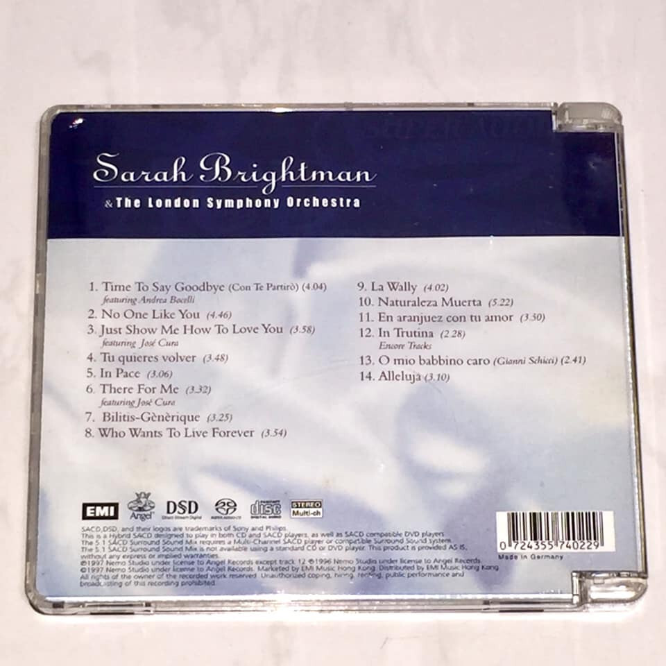 Sarah Brightman 1997 Time To Say Goodbye Hong Kong Limited